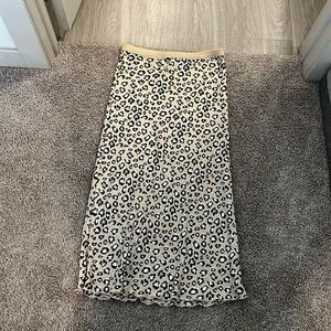 Leopard silk midi skirt